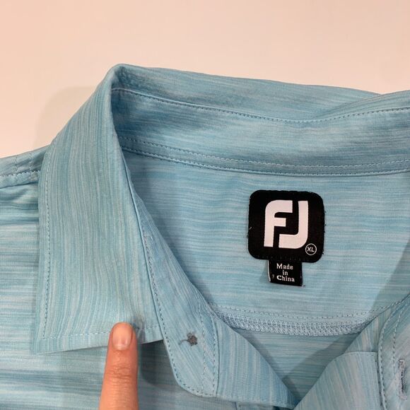 FJ FootJoy Polo Shirt Mens XL Extra Large Sky Blue Prescott Golf Club Droptail - Picture 7 of 13